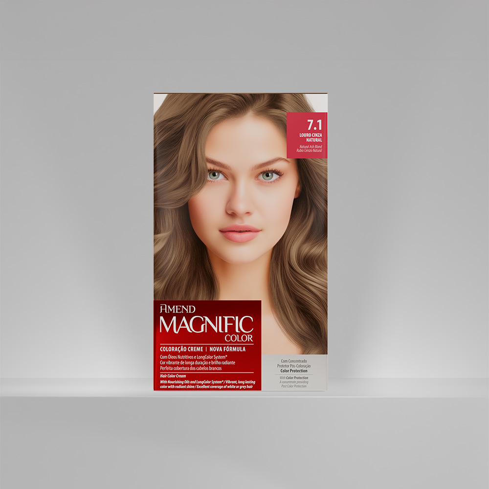 Kit Coloração Amend Magnific Color 7.1 Louro Cinza Natural